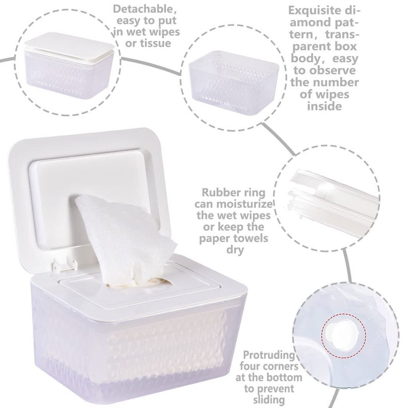 Umtiti Wipes Dispenser & Wipes Pouch/Tissue Bag, Wipes/Tissue Case with Moisture Seal Secure Lid, Non-Slip Rubber Feet & Sealing Design Keeps Wipes Fresh, Dustproof Wipes Container(2WH+2Panda) - Image 4